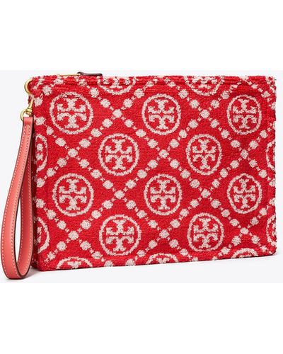 Tory Burch T Monogram Terry Pouch - Red
