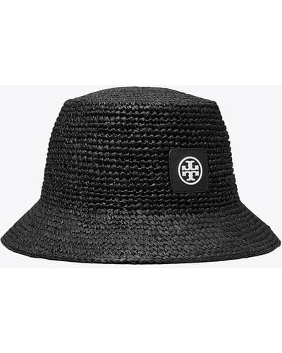 Tory Burch Straw Bucket Hat - Black