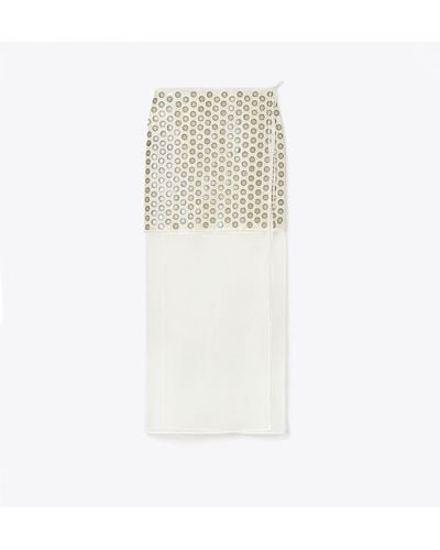 Tory Burch Mirror Embellished Double-layer Skirt - White