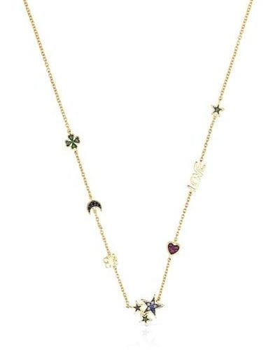 Tous Silver Vermeil Teddy Bear Necklace With Gemstones - Pink
