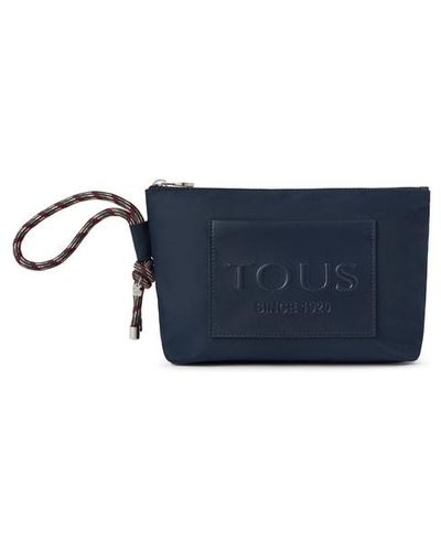 Tous Large Navy Blue Empire Soft Chain Toiletry Bag