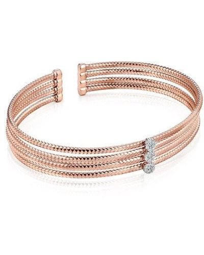 Tous Light Triple Bracelet In Rose Gold With Diamonds - Pink