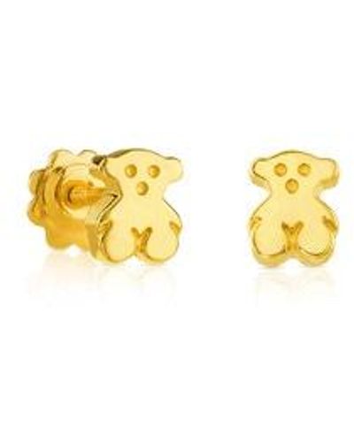 Tous Gold Puppies Earrings Bear Motif - Yellow