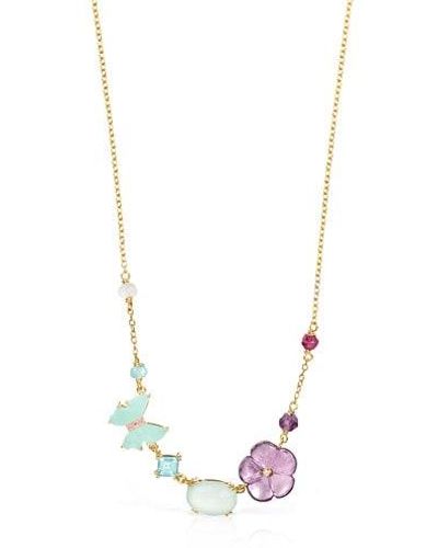Tous Vita Necklace In Gold With Diamonds And Gemstones 0.01ct 42cm. - Multicolor