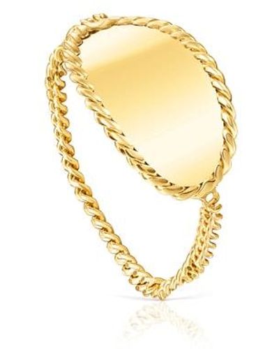 Tous Gold Minne Ring With Oval Medal - Natural