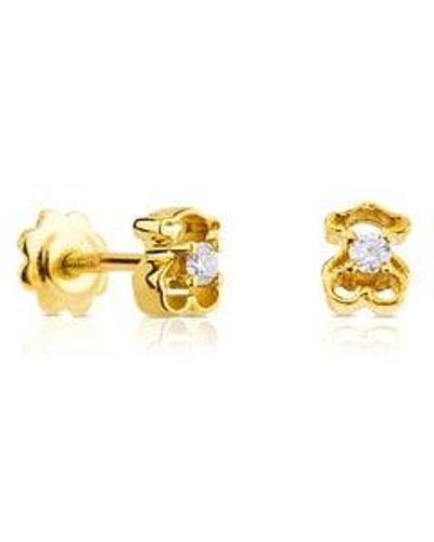 Tous Gold Baby Earrings With Diamonds - Yellow