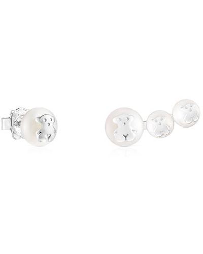 Tous Silver And Pearl Icon Pearl Earrings - Multicolor