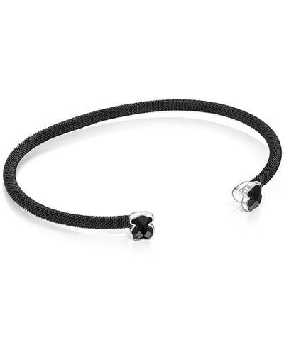 Tous Fine Black Ip Steel Mesh Color Bracelet With Onyx