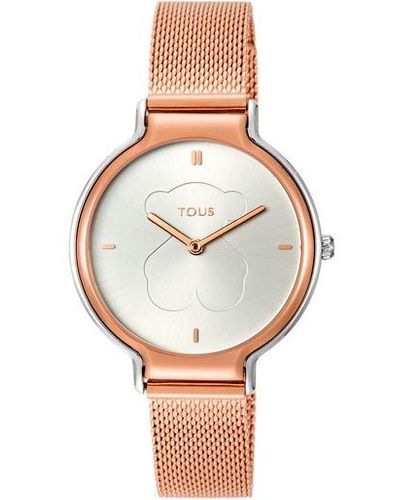 Tous Two-tone Rose Ip/steel Real Bear Watch - Pink