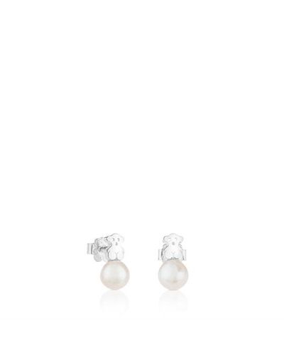Tous Silver Puppies Earrings With Pearls - Metallic