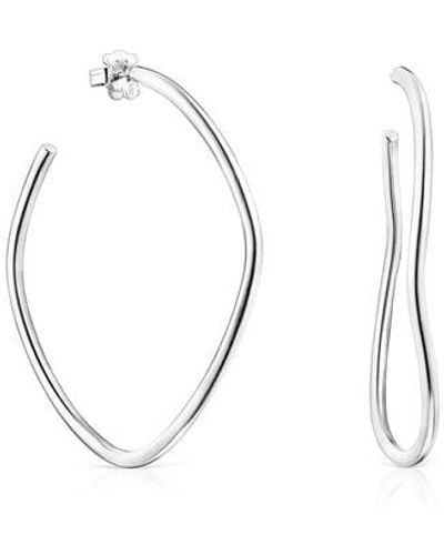 Tous Silver Hav Wave-shaped Hoop Earrings - Metallic