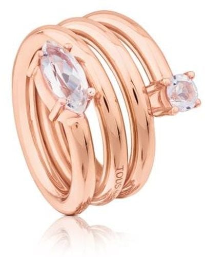 Tous Rose Vermeil Silver Eklat Ring With Topaz - Pink