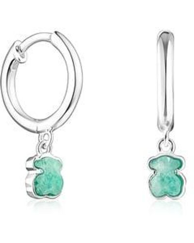Tous Silver And Amazonite Cool Color Earrings - Metallic