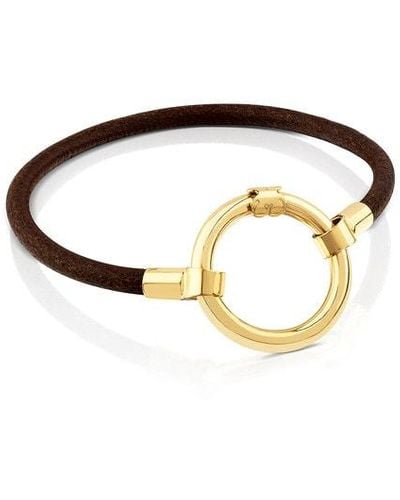 Tous Vermeil Silver And Leather Hold Bracelet - Metallic
