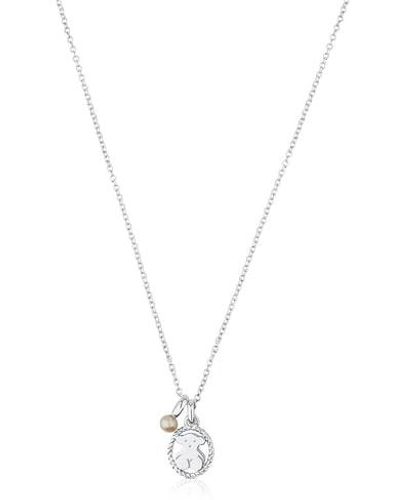 Tous Silver Camee Necklace With Pearl - Multicolor