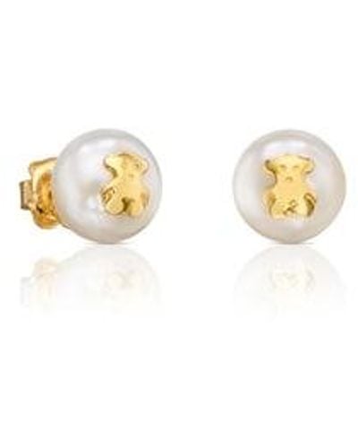 Tous Gold Bear Earrings With Pearls Bear Motif - Metallic