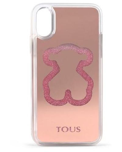 Tous X/xs Pink Delrey Glitter Mirror Bear Cellphone Cover
