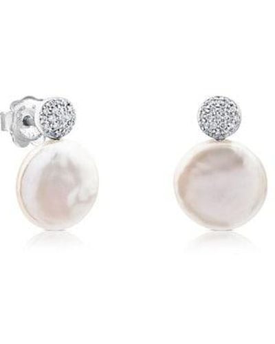 Tous White Gold Alecia Earrings With Diamond And Pearl