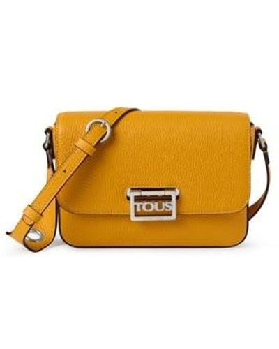 Tous Mustard Colored Leather Legacy Crossbody Bag - Natural