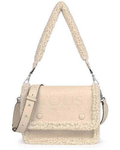 Tous Medium New Audree Crossbody Bag With Beige-colored Sheepskin - Natural