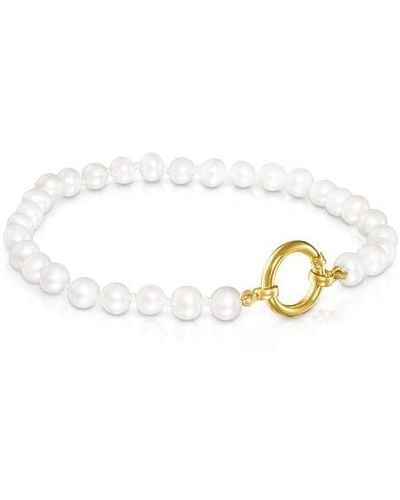 Tous Gold Hold Bracelet With Pearls - Metallic