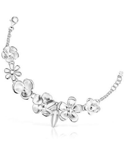 Tous Silver Fragile Nature Flowers Bracelet - Metallic