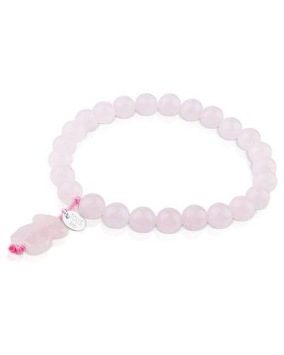 Tous Silver Color Bracelet With Pink Quartz - Metallic