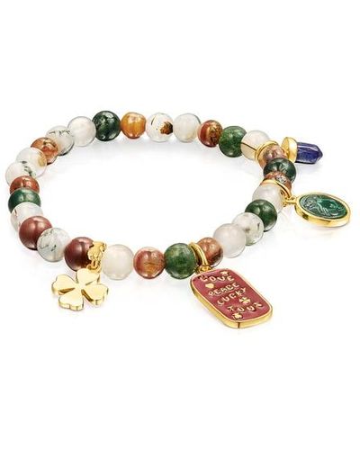 Tous Silver Vermeil And Dark Silver Good Vibes Eye Bracelet With Gemstones - Multicolor