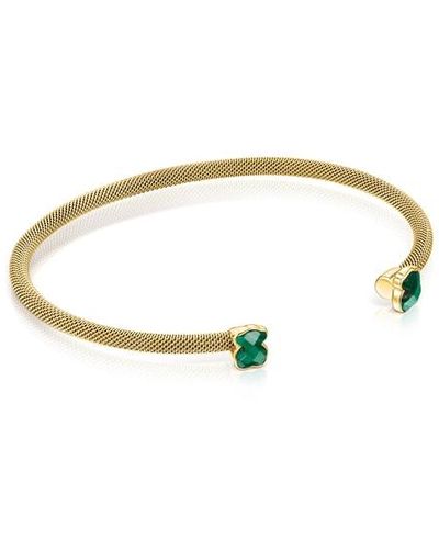 Tous Fine Gold-colored Ip Steel Bracelet With Malachite - Metallic