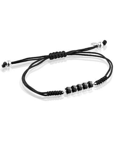 Tous Mini Onix Bracelet In Silver With Onyx And Black Cord - Multicolor