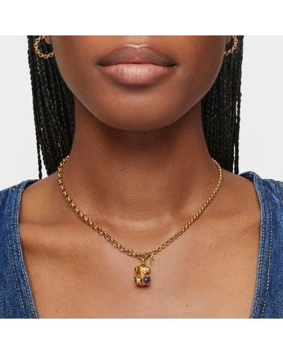 Tous Gold Good Vibes Serpent Pendant With Diamonds - Brown