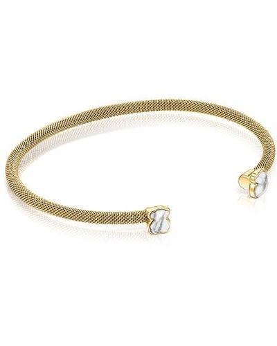 Tous Fine Gold-colored Ip Steel Mesh Color Bracelet With Howlite - Metallic