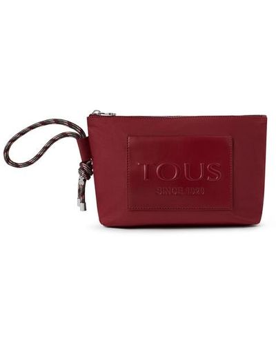 Tous Large Burgundy Empire Soft Chain Toiletry Bag - Red