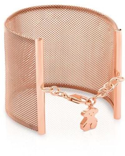 Tous Steel And Rose Vermeil Silver Icon Mesh Bracelet - Pink