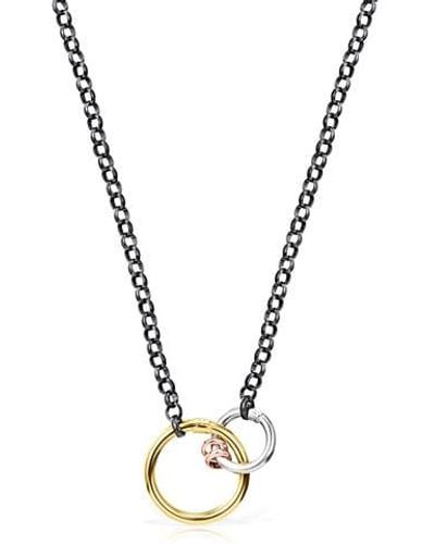 Tous Hold Necklace In Dark Silver With Silver Vermeil, Rose Silver Vermeil And Silver - Metallic