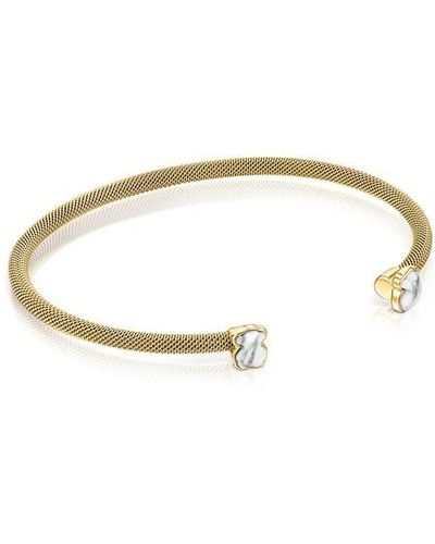 Tous Fine Gold-colored Ip Steel Mesh Color Bracelet With Howlite - Metallic