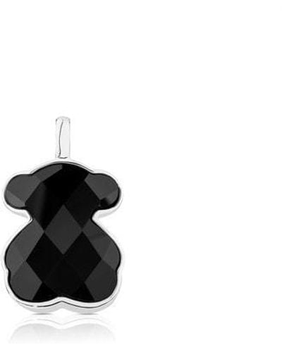 Tous Silver And Faceted Onyx Color Pendant - Black