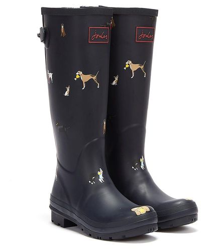 Joules Field Tall Dogs Wellies - Blue