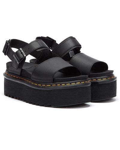 Dr. Martens Voss Quad Leather Strap Platform Sandals - Black