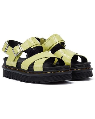 Dr. Martens Voss Ii Distressed Patent Women's Lime Sandals - Green