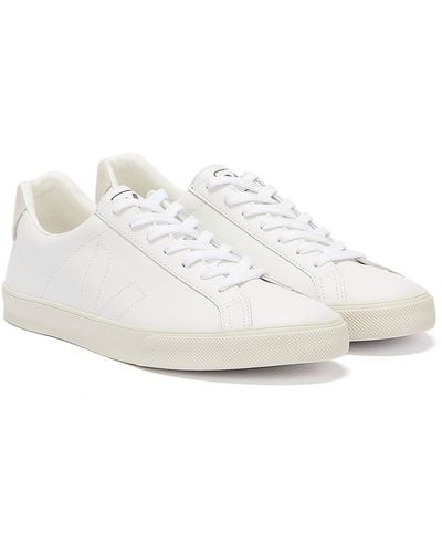 Veja Esplar Logo-embossed Low-top Leather And Canvas Sneakers - White