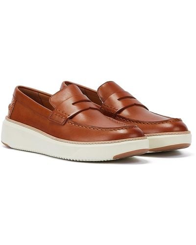 Cole Haan Topspin Men's Tan Leather Loafers - Brown