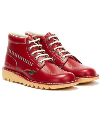 Kickers Kick Hi Leather Boots - Red