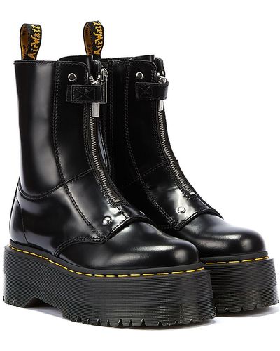 Dr. Martens Jetta Hi Max Buttero Leather Platform Boots - Black