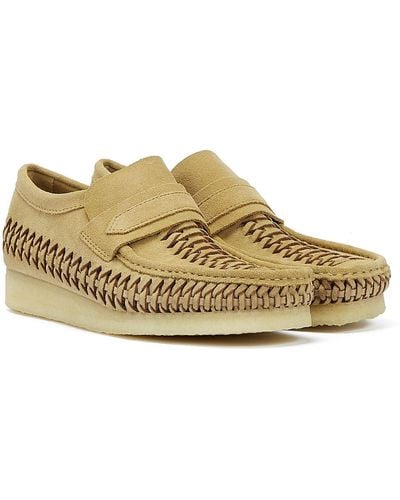 Clarks Wallabee Loafer Weave Suede -Lederslipper Aus Ahorn-Wildleder - Mettallic