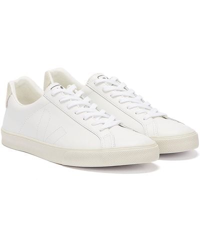 Veja Esplar Logo-embossed Low-top Leather And Canvas Sneakers - White