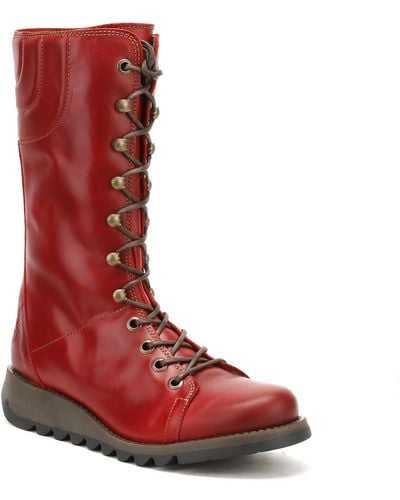 Fly London Womens Red Ster768fly Rug Leather Boots Women's High Boots In Red