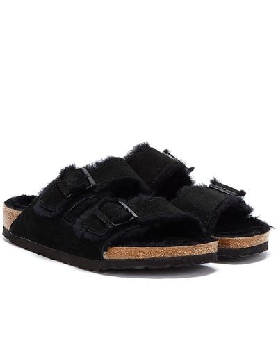 Birkenstock Arizona Fur Sandals - Black