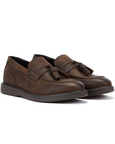 Hudson Jeans Cato Loafer Crazy Leather Loafers - Brown