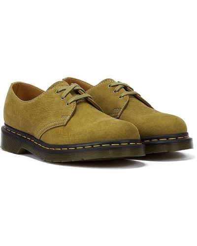 Dr. Martens 1461 Tumbled Nubuck Olive Lace-up Shoes - Green